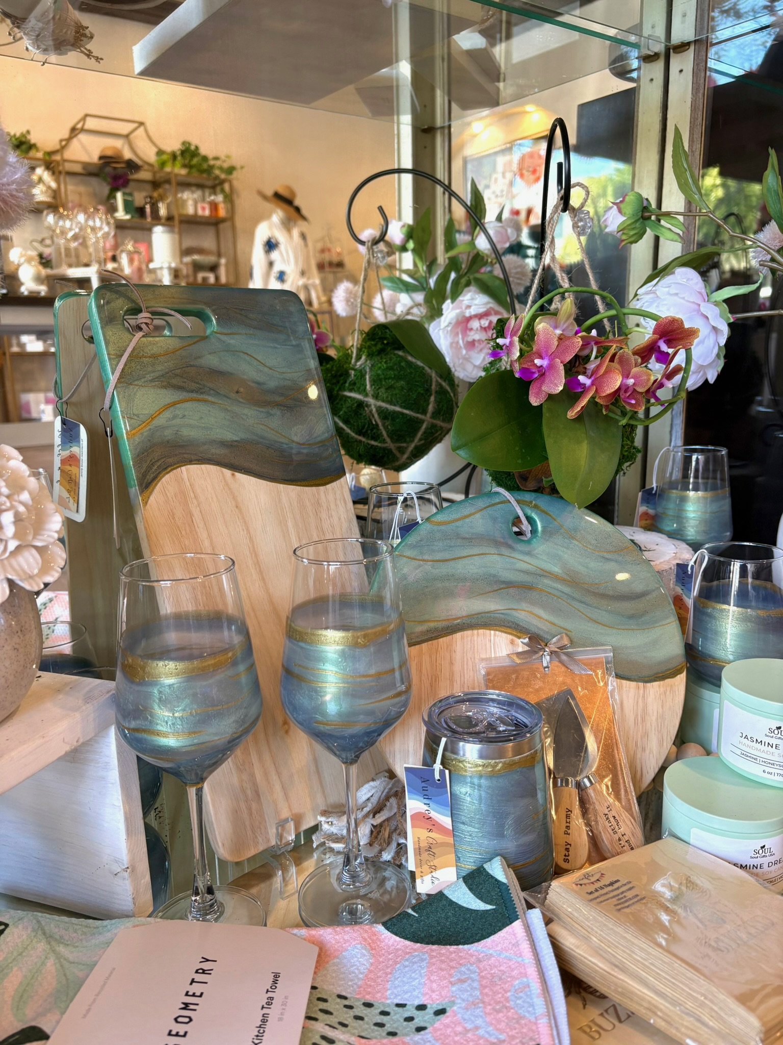 Skincare products on display